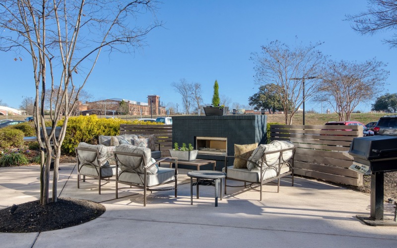 a fire pit and outdoor seating