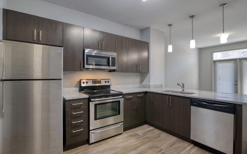 Well-lit kitchen with ample counter space